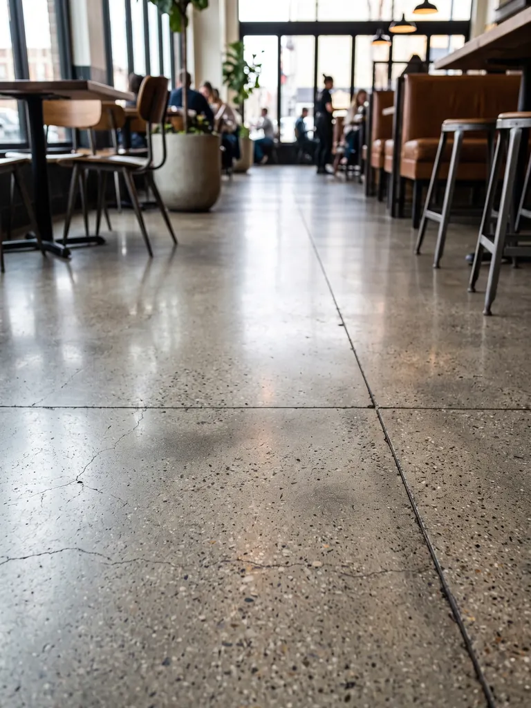 Polished concrete floor in a restaurant